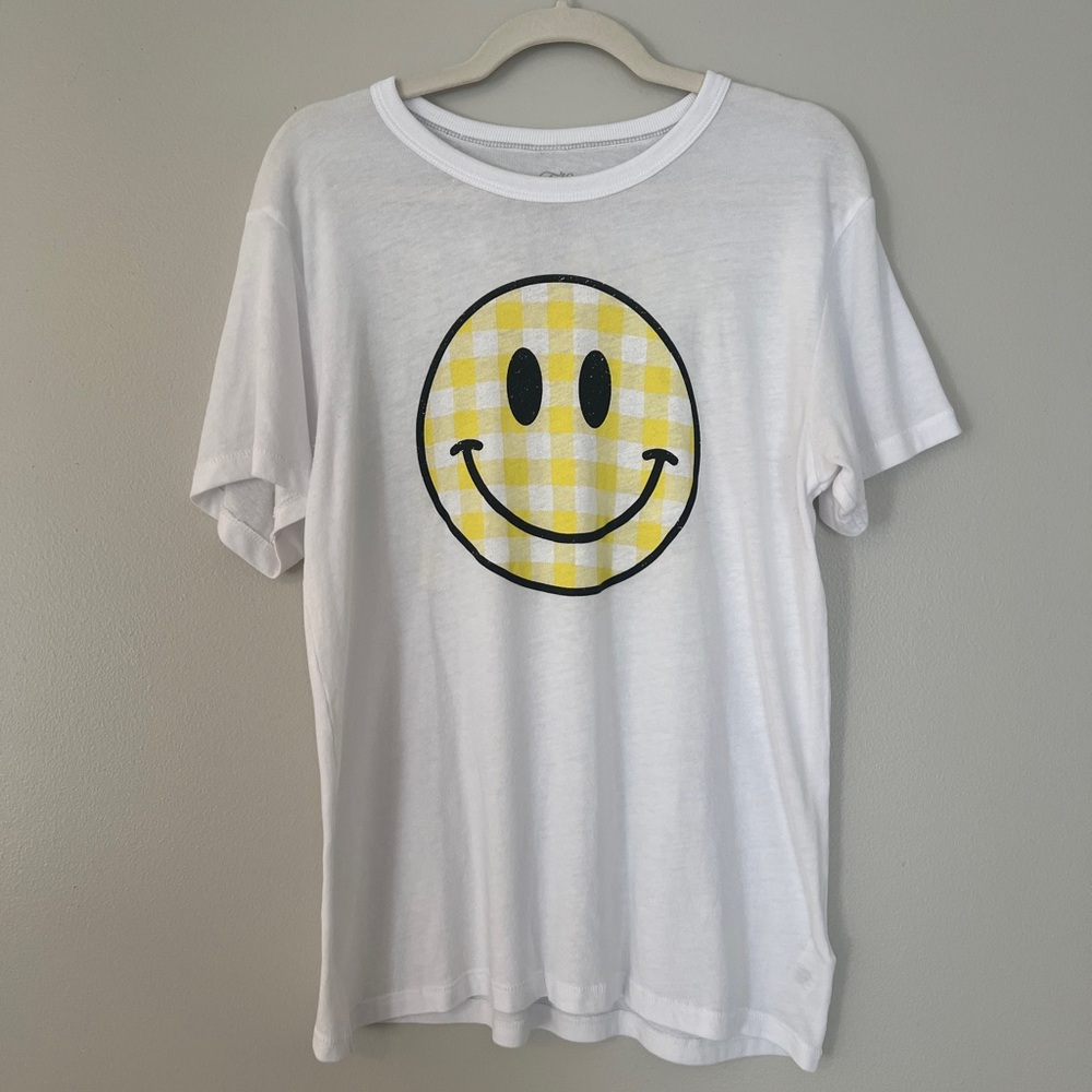 Mallory Ervin Living Fully Gingham Smile Oversized Tee Size Medium